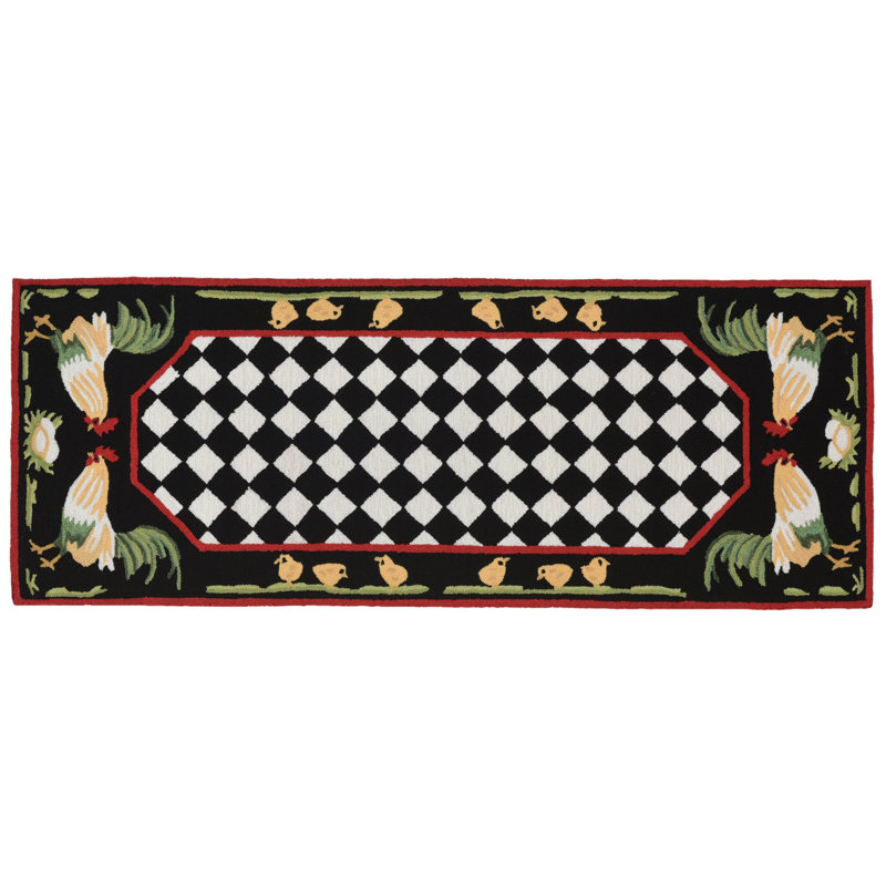 Frontporch Geometric and Checkered Polyester Kitchen Mat, Rectangle 2' x 5'