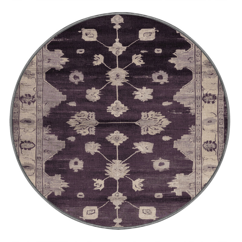 Tapis brun lavable à la machine, Rond 5 pi