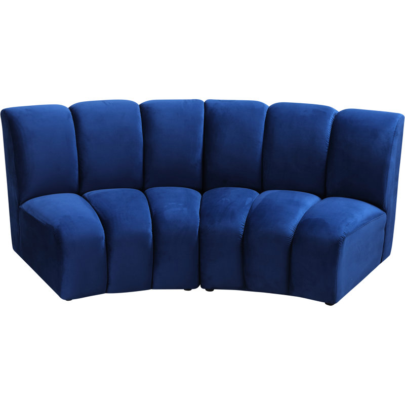 Canapé modulaire en velours Infinity, Velours bleu marine, 2 pièces