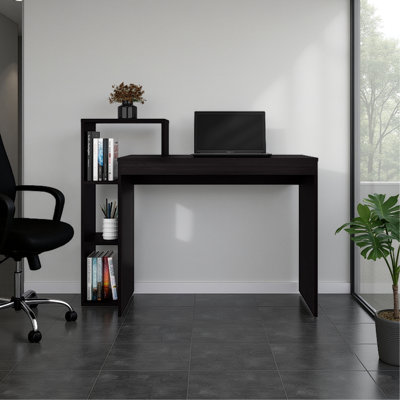 FM FURNITURE Salomé Computer Desk with Open Storage, Wenge
