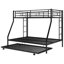 Lit simple sur lit double avec structure en acier robuste, lit superposé avec lit gigogne simple, échelles à deux côtés-100263899