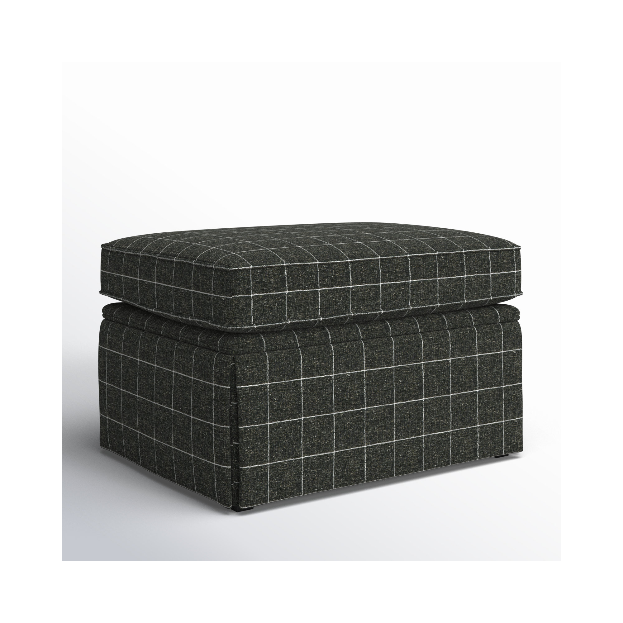 Masset Upholstered Ottoman, Savane 45 Charcoal Plaid