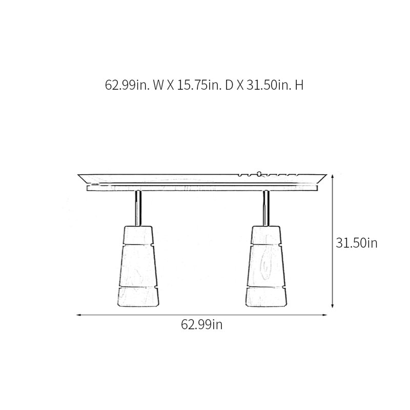 Console de luxe rétro haut de gamme, H 31,5 po x l 62,99 po x P 15,75 po