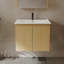 Wall-Mounted Floating Bathroom Vanity Unit with Integrated Ceramic Basin | Soft-Close Double Doors, Hidden Handle & Moisture-Resistant Storage, 59x46x50cm Natural Oak