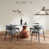 Plateau blanc brillant / chaises grises