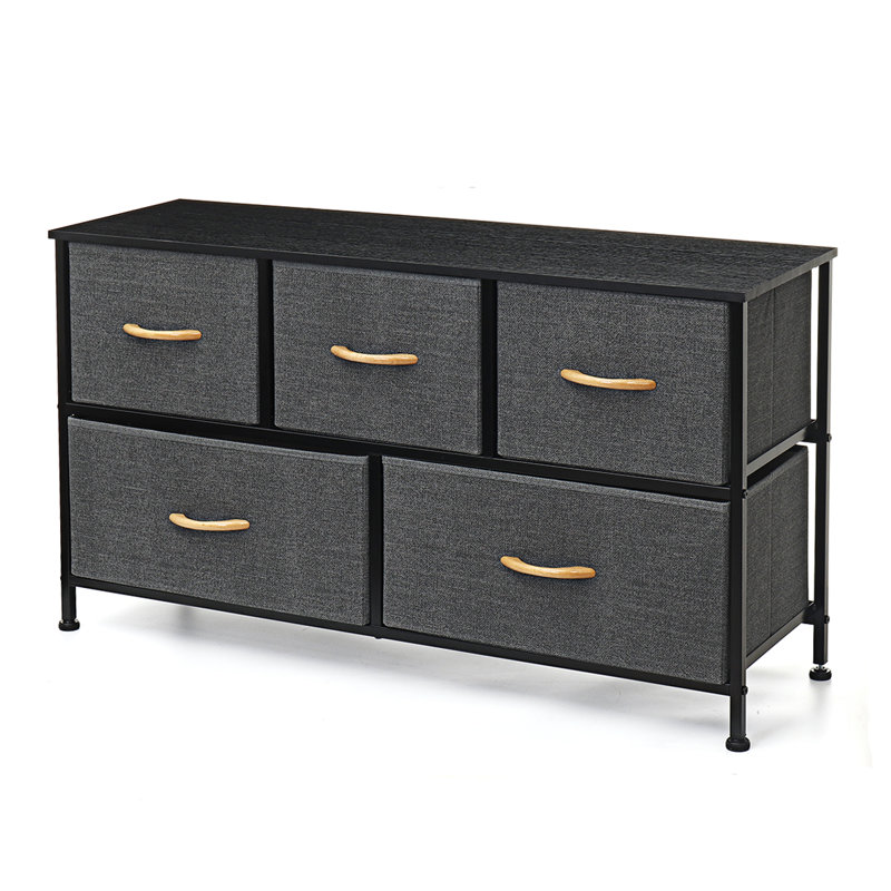 Commode à 5 tiroirs Hailsham, Gris foncé