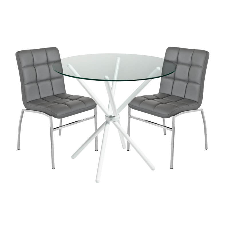 Aadam 2 - Person Dining Set, White, Grey