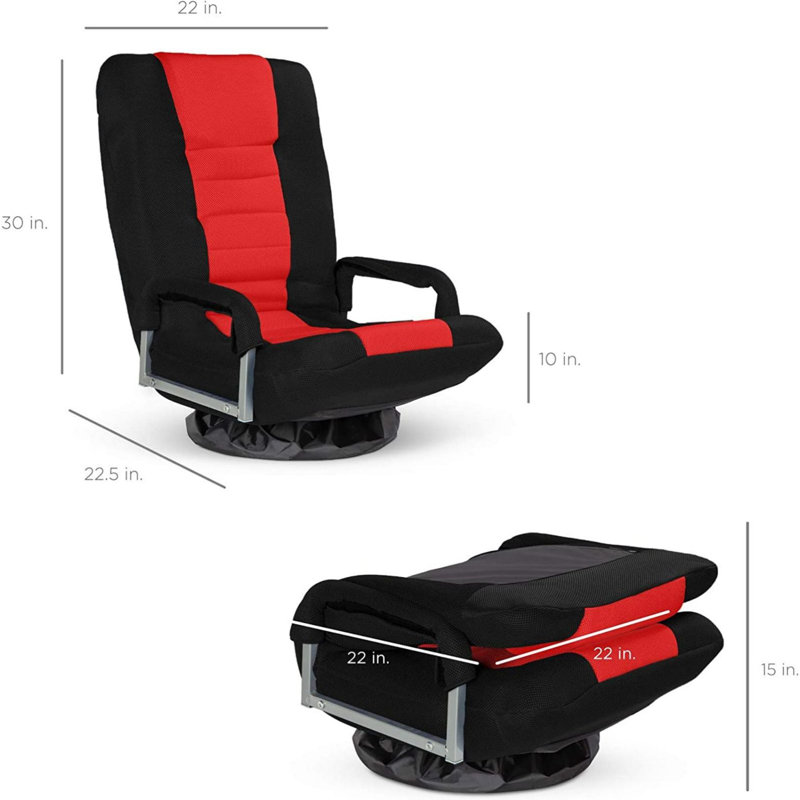 Swivel Flex Gaming Floor Chair with Adjustable Backrest - Black/Red