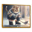 Dessin animé «Hocket Cat on Ice Rink I», impression sur toile-86492055-86492056