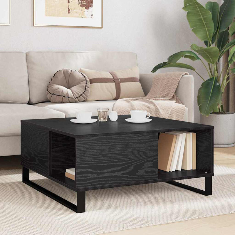 Coffee Table with Storage, Black Oak
