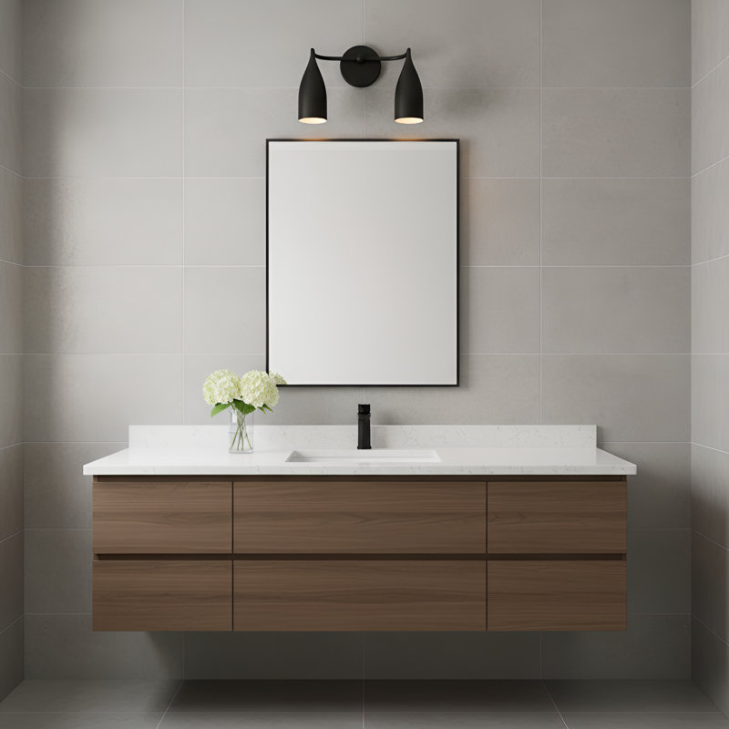 Petit meuble-lavabo Maya de Génération Éclairage , Nuit noire, 10.125" H x 14.75" W x 6.5" D, Deux lumières