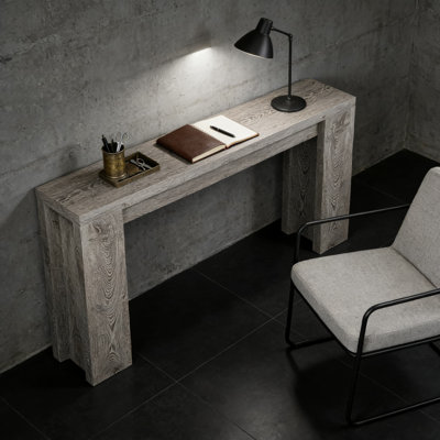 Console de style campagnard, canapé extra long derrière le canapé, table d'appoint étroite avec base épaissie pour le salon, le couloir et le vestibule