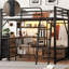 Lit mezzanine double avec bureau, tiroirs, tablettes de rangement en métal, lumières à DEL, descente sécuritaire, marches confortables-121076959