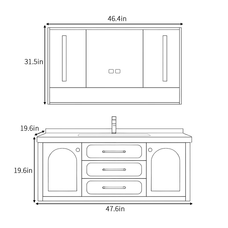 Armoire de salle de bain style français de luxe simple, Vert clair