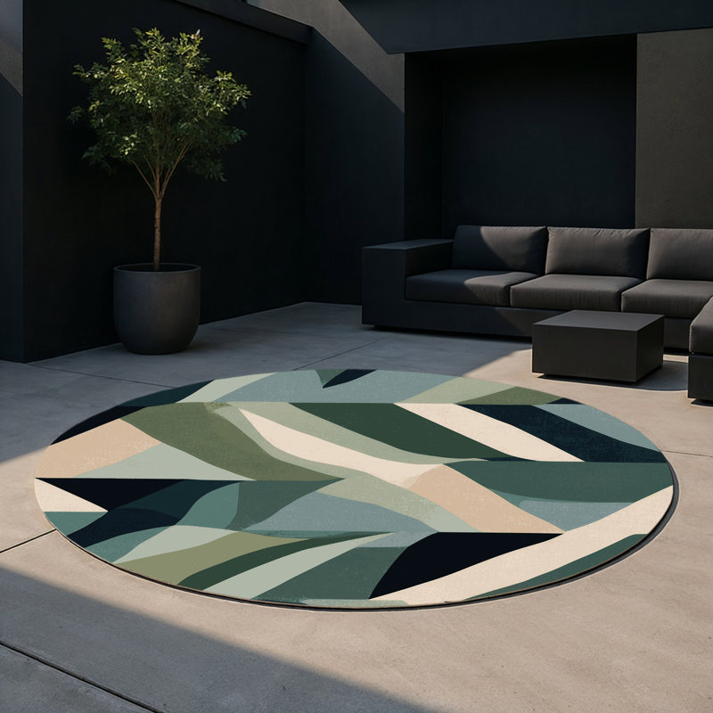 Midnight Peaks Indoor And Outdoor Area Rug, Round 5'