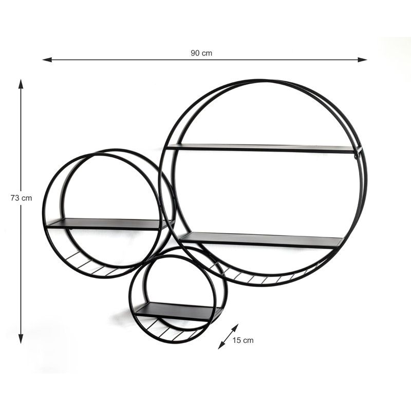 Tolentino 4 Piece Circle Metal Floating Shelf