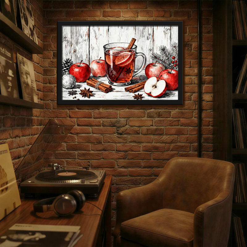 Christmas Warm Spiced Apple Cider Winter Scene