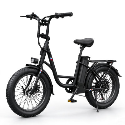 Step-Thru 20 Inch Electric Bike for Adults, 500W Motor (Peak 1500W), 48V 10.4Ah Fat Tire E-Bike, 28 MPH, 7-Speed, Low-Step Frame, Mechanical Disc Brakes, Max Load 300 LBS