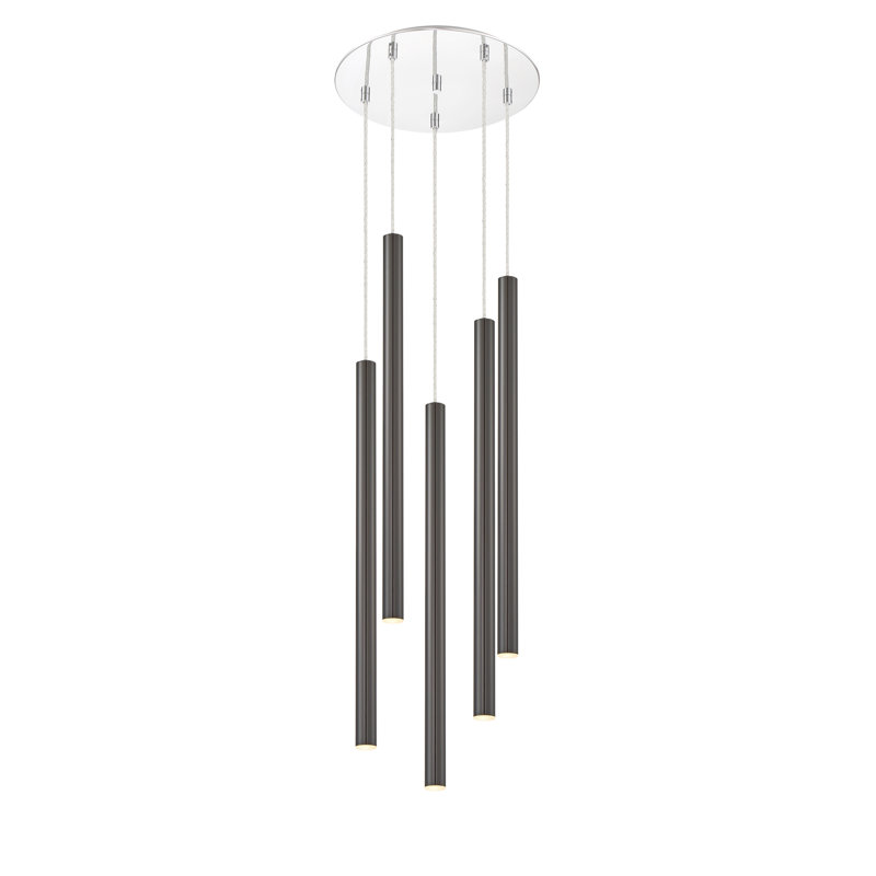 Bowning 5 - Light LED Cluster Pendant, Pearl Black