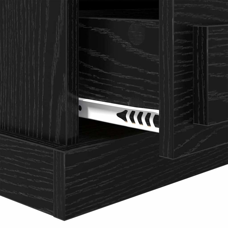 43cm W Manufactured Wood Bedside Table, Black Oak