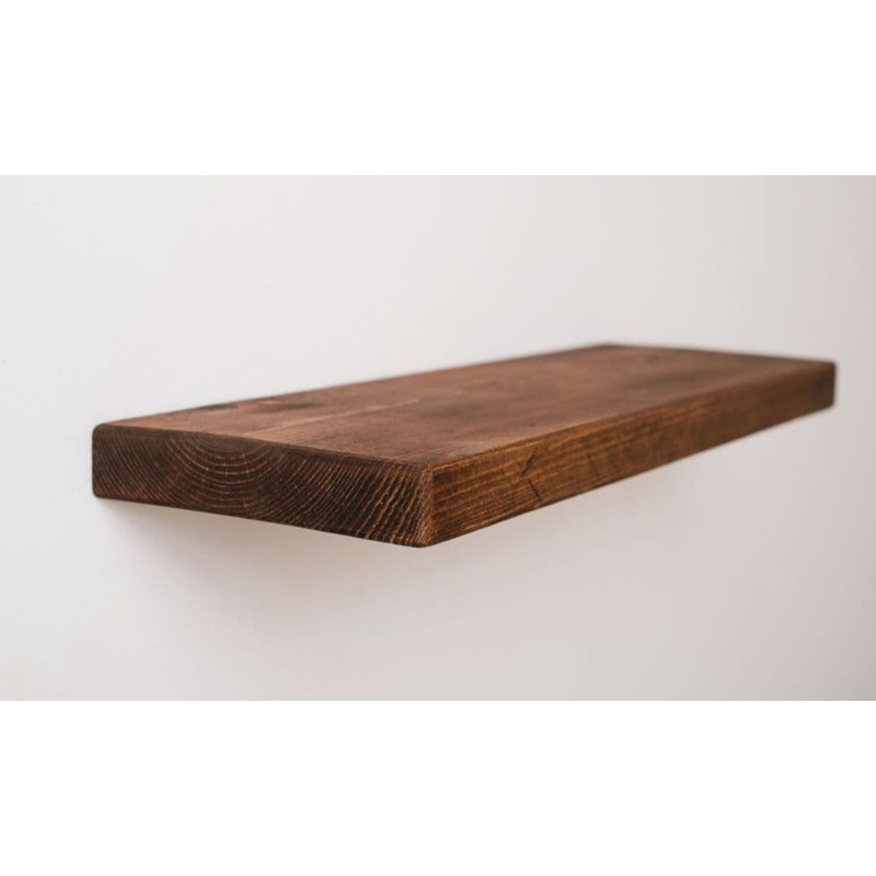 Dobson Elm Solid Wood Floating Shelf with Reclaimed Wood, 4cm H x 50cm W x 25cm D