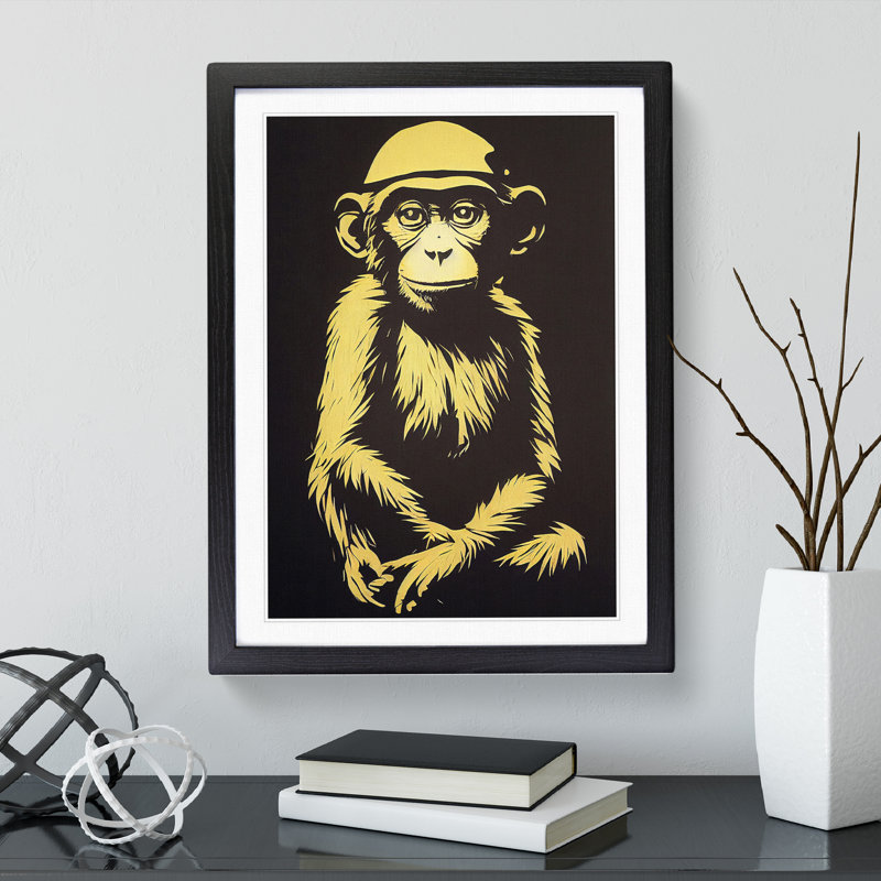 A Young Monkey No.1 - Framed Print, Black, 34cm H x 25cm W