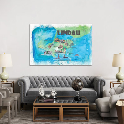 Lindau, Bavaria ,Germany Travel Poster by Markus & Martina Bleichner - Wrapped Canvas Gallery-Wrapped Canvas Giclée