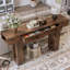 Console rectangulaire en bois de style campagnard de 63 po, derrière le canapé-795056328