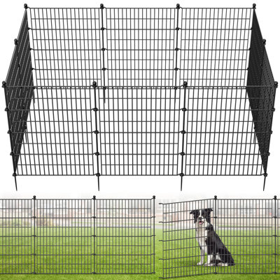 10 Panels No Dig Garden Fence Outdoor For Yard, 40 In(h) X 23.6 Ft(l) Animal Barrier Pet Fencing Rustproof Decorative Metal Wire Panel Border For Dog, Rabbits, And Patio Temporary Ground Stakes