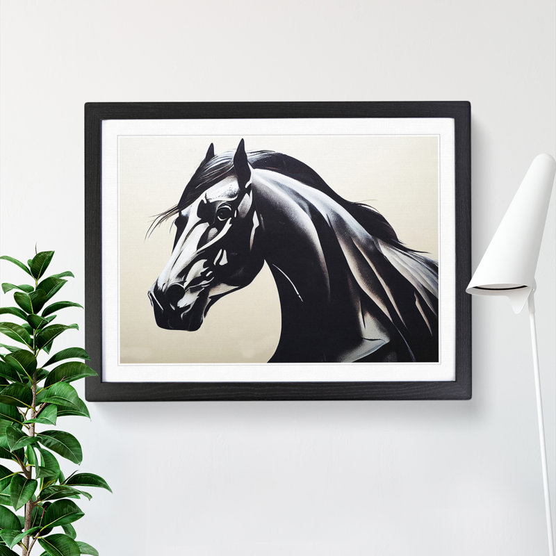 XH1022-9002X The Striking Horse - Single Picture Frame Print, Black Framed, 46cm H x 64cm W x 2cm D