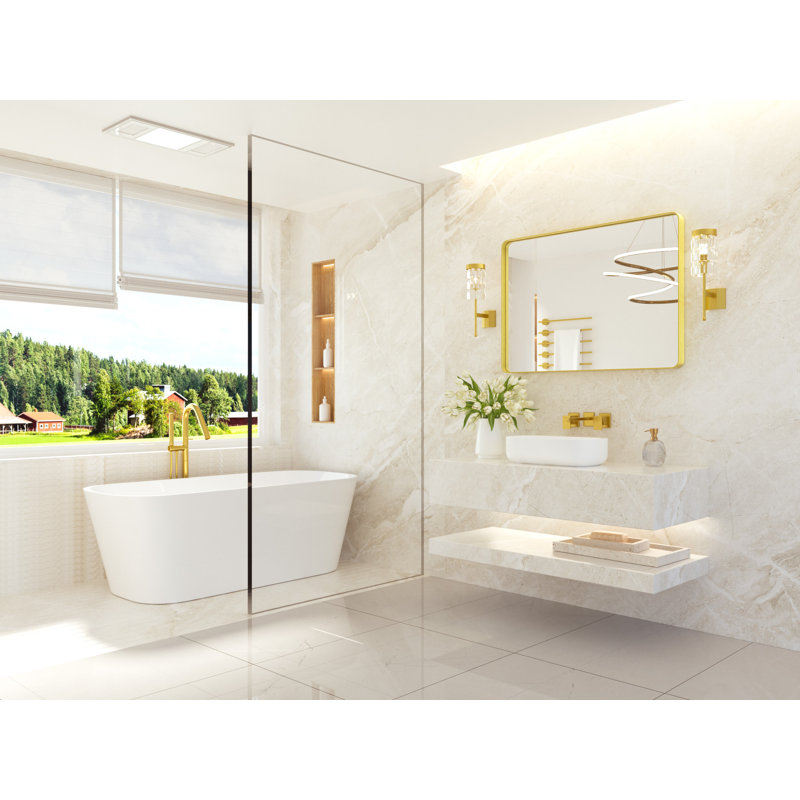 Miroir de salle de bain plombier en aluminium incassable et résistant à la rouille , Or brossé, 30 po x 40 po, Rectangulaire