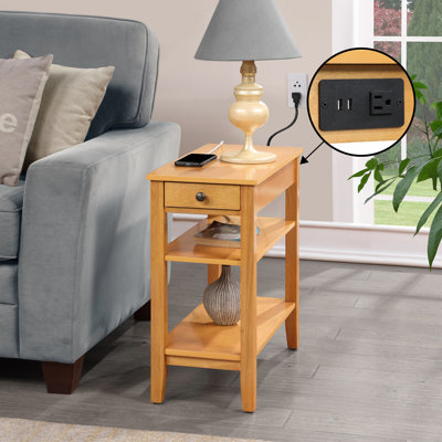 Carbin 24'' Tall End Table with 1 Drawer and Built in Outlets