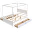 Lit à baldaquin en bois massif - Fabrication de qualité pour un usage à long terme avec rangement blanc brossé pour maximiser l'espace et le style