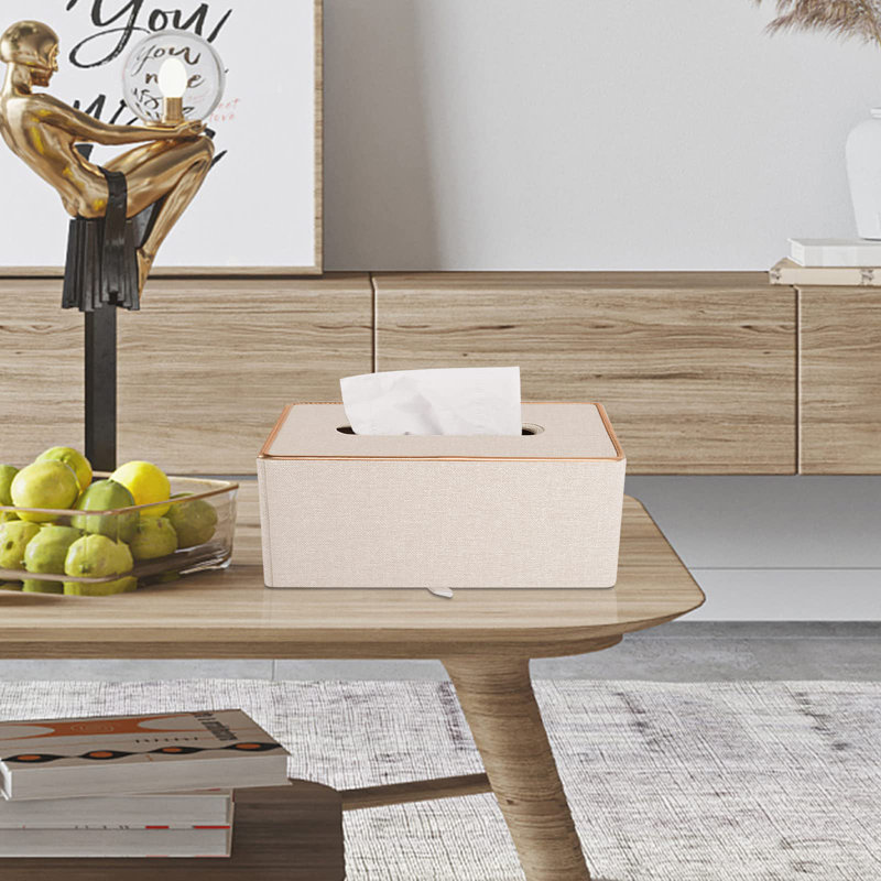 Fashion Leather Tissue Box Holder,Rectangular Tissue Box Cover For Bathroom Dresser Night Stand,Napkin Box Drawer Paper Dispenser,Home Office Car Tissue Holder
