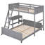 Lit superposé simple au-dessus d'un lit double gris avec bureau pratique - Bureau en bois massif et construction confortable-2114860046