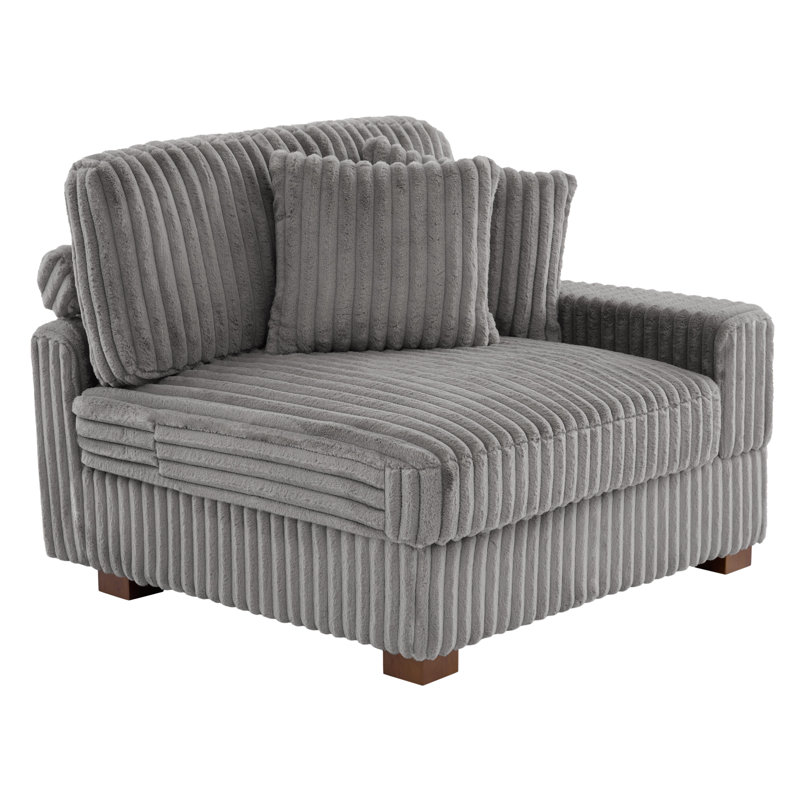 Upholstered Side Chair with Footstool, Light Grey