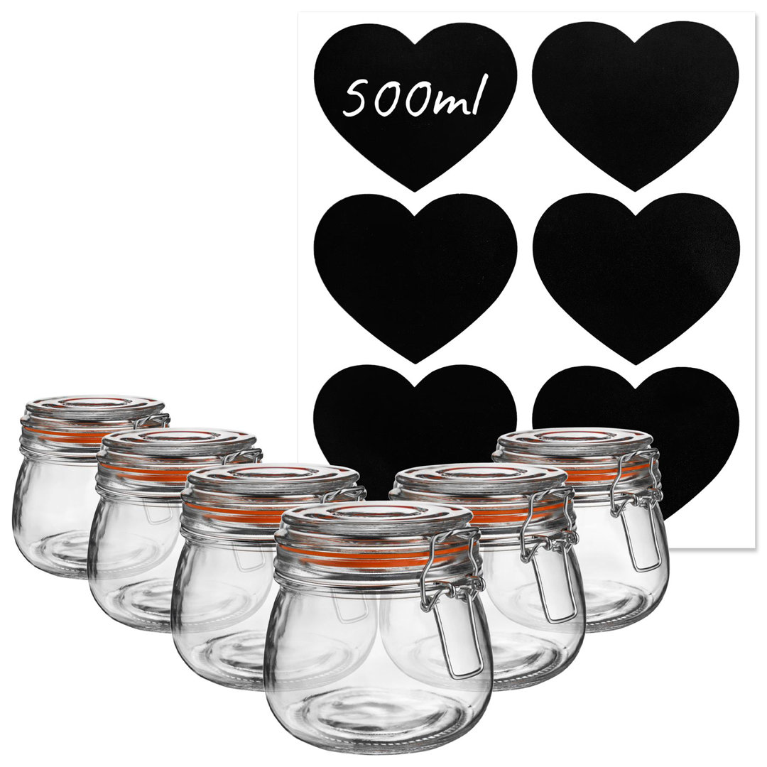 Argon Tableware - Glass Storage Jars with Heart Labels
