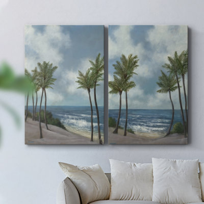 Coastal Palm Tree I - Toile tendue avec châssis de qualité supérieure - Prêt à être accroché
