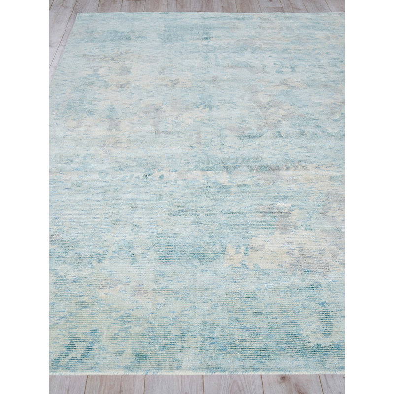 Handmade Silver and Gold Wool Viscose 8' x 10' Area Rug