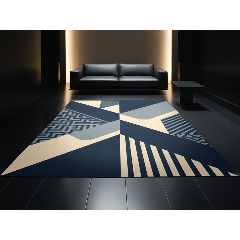 Tapis gris à motif de blocs d'inspiration mondiale Bensonhurst lavable à la machine, 4 x 2