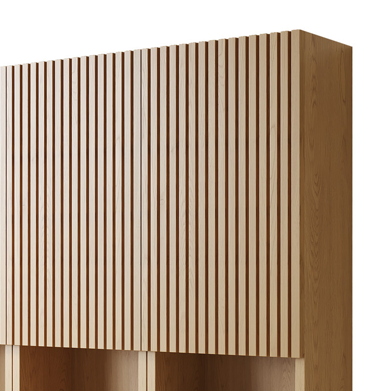 Meuble-lavabo mural moderne en noyer massif de 41,5 po avec tablette à lattes en bois massif avec tablette