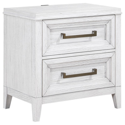 Avril Distressed White 2-Drawer Nightstand Bedside Table