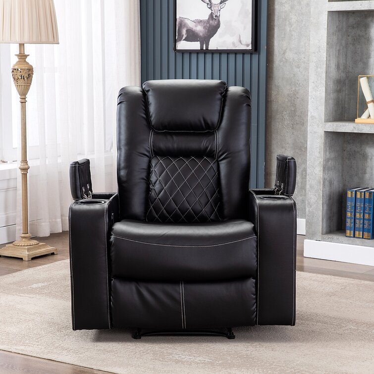 Latitude Run® Leather Recliner Chair for Living Room Rocker Single