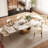 Buchu 63-95"Extendable Modern Dining Table for 6-10, White Glossy Sintered Stone Tabletop-608624594