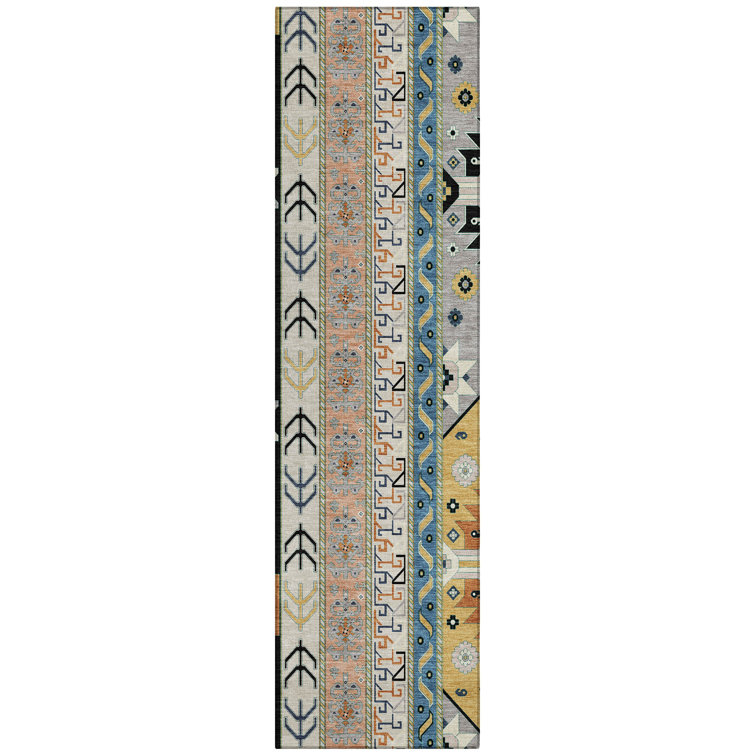 Machine Washable Indoor/Outdoor Chantille ACN1015 Black Rug