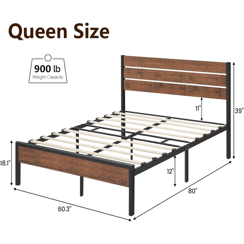 Support de plateforme en métal avec rangement sous le lit, Grand