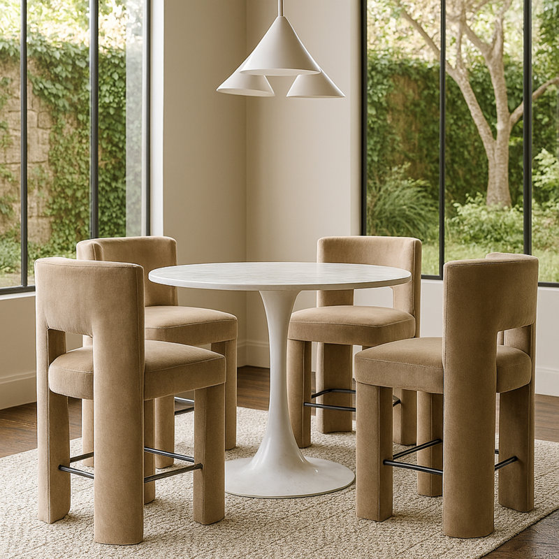 Tabouret de comptoir Zuno, Velours taupe