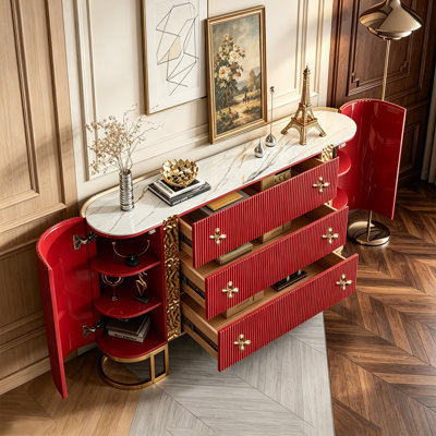 Luxury-Style Sintered Ston Large Capacity Sideboar