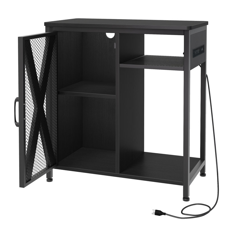 Aquarium Stand with RGB LED Lights, Power Outlets, and Cabinet for Tanks, 29 Gallon (31.5"H x 29.5"W x 15.7"D), Black