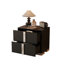 Table de chevet classique noire, pied en métal, 2 tiroirs, format 23,3 po x 15,4 po x 21,3 po
